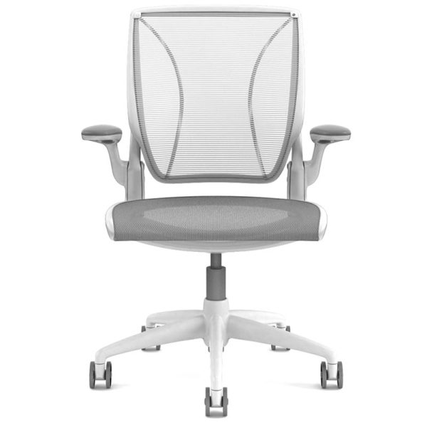 humanscale diffrient world chair in white frame