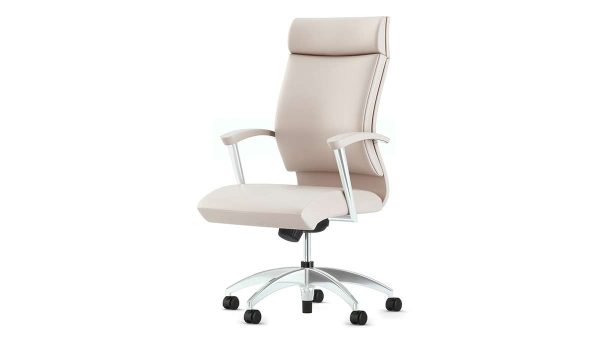 ofs cs2 executive alan desk 3 features: <ul> <li>molded curved plywood seat and back</li> <li>high polished chrome arms with black urethane caps</li> <li>pneumatic knee tilt control</li> <li>high profile 5-prong black polyurethane base</li> <li>black dual wheel, partial hooded casters</li> </ul> options: <ul> <li>wood or upholstered arm caps</li> <li>high profile polished aluminum base</li> <li>plastic edge guards</li> </ul>