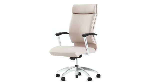 ofs cs2 executive alan desk 4 features: <ul> <li>molded curved plywood seat and back</li> <li>high polished chrome arms with black urethane caps</li> <li>pneumatic knee tilt control</li> <li>high profile 5-prong black polyurethane base</li> <li>black dual wheel, partial hooded casters</li> </ul> options: <ul> <li>wood or upholstered arm caps</li> <li>high profile polished aluminum base</li> <li>plastic edge guards</li> </ul>