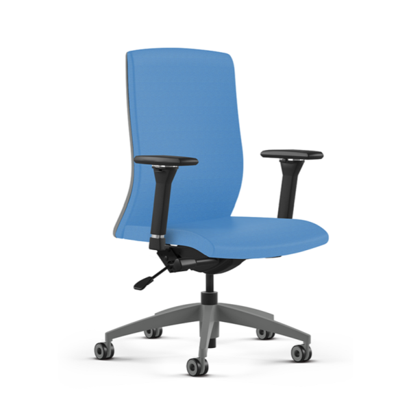 9to5 seating core task chair blue fabric front view