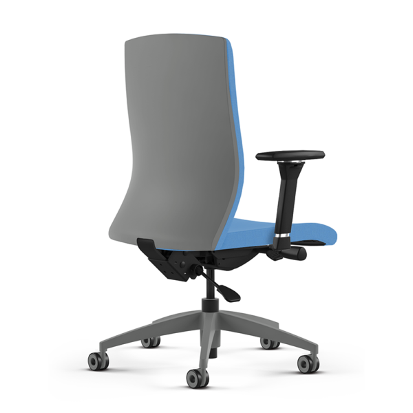 9to5 seating core task chair blue fabric back view