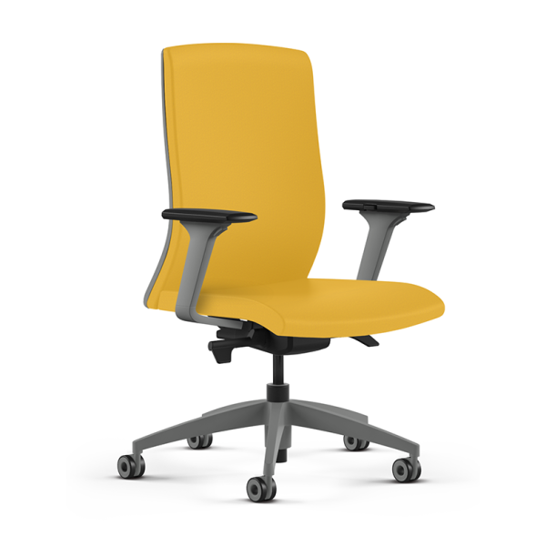 9to5 seating task chair in yellow fabric and grey frame