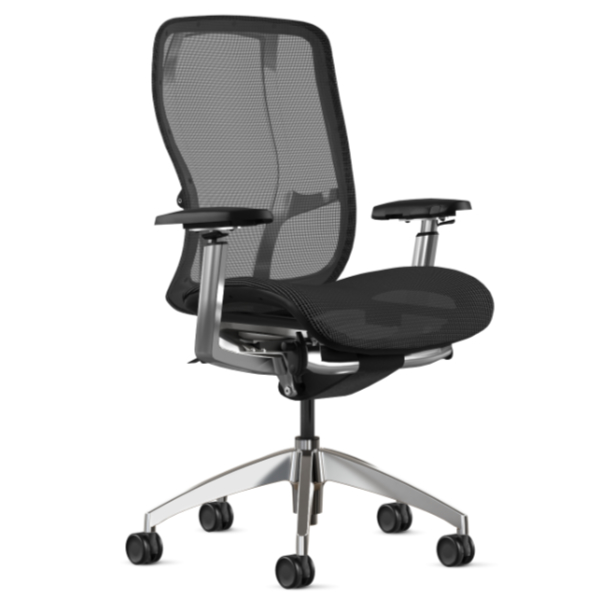 9to5 seating vesta chair all mesh in black and polished aluminum frame
