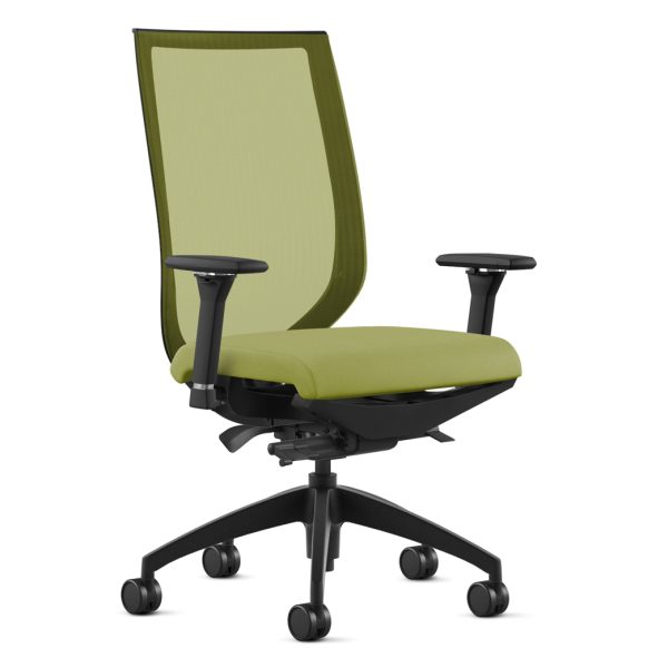 aria apple the aria chair by 9 to 5 seating with its many arm and control mechanism options, is able to be used in multiple parts of your workplace. could be used as a task chair for a single or multi-shift operation to keep your employees comfortable with ergonomic arm options and a full synchro tilt or intensive synchro control mechanism that offers multiple options to your employees to adjust their chair to their liking. the aria chair could also be used in the conference room with its loop arms and colorful mesh options to set the tone for a fun place to work.