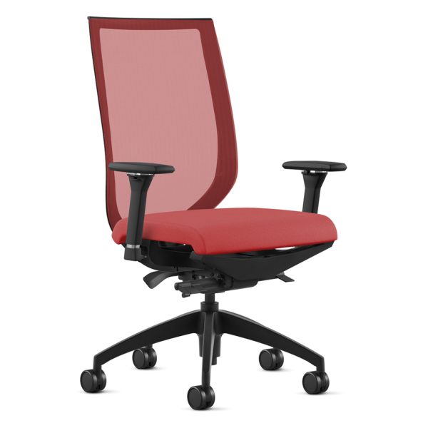 aria crimson the aria chair by 9 to 5 seating with its many arm and control mechanism options, is able to be used in multiple parts of your workplace. could be used as a task chair for a single or multi-shift operation to keep your employees comfortable with ergonomic arm options and a full synchro tilt or intensive synchro control mechanism that offers multiple options to your employees to adjust their chair to their liking. the aria chair could also be used in the conference room with its loop arms and colorful mesh options to set the tone for a fun place to work.