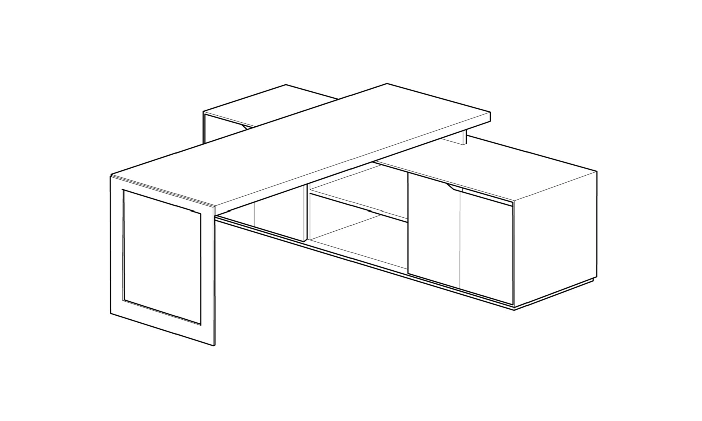 ascari 3 typical asc-03-t run-off desk with low common case credenza