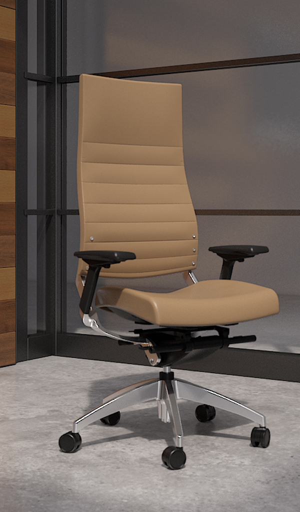 cosmo upholstered angled solo 6 600x1024 1 features: <ul> <li>available as a: task, conference, and executive seating</li> <li>matching guest chair available</li> <li>mesh or upholstered back options</li> <li>mid or high-back options</li> <li>polished aluminum base standard</li> <li>seat slider standard</li> <li>two arm options</li> <li>warranted up to 300 lbs</li> </ul>