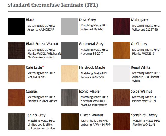 deskmakers standard laminate colors