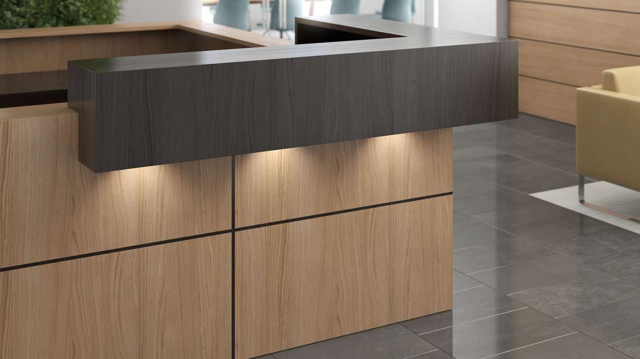 ofs-element reception station desk-closeup light