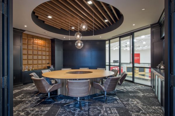 flow conference table custom m76 paldao veneer round top with cutout paldao cylinder base hawks emory owners loft md