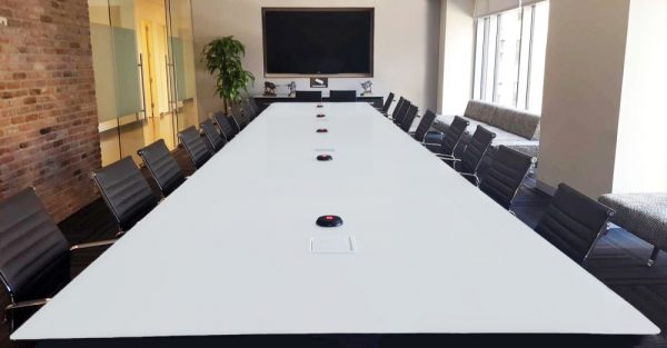 flow conference table white glass top
