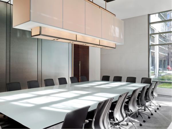 flow custom white back painted glass top atlanta law firm md