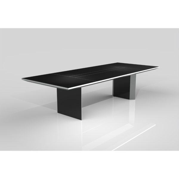 tavola conference table with black glass top and black legs
