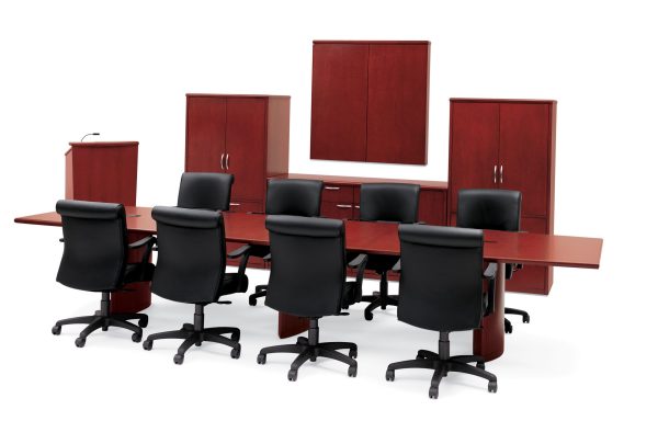 mill conf0043 scaled features <ul> <li>available in cherry, maple, walnut veneers</li> <li>available in laminate material</li> <li>lengths to fit 4 to 18 people</li> <li>top shapes include: rectangular, racetrack, boat shaped, arc ended, and round</li> <li>multiple base and power module options</li> </ul>