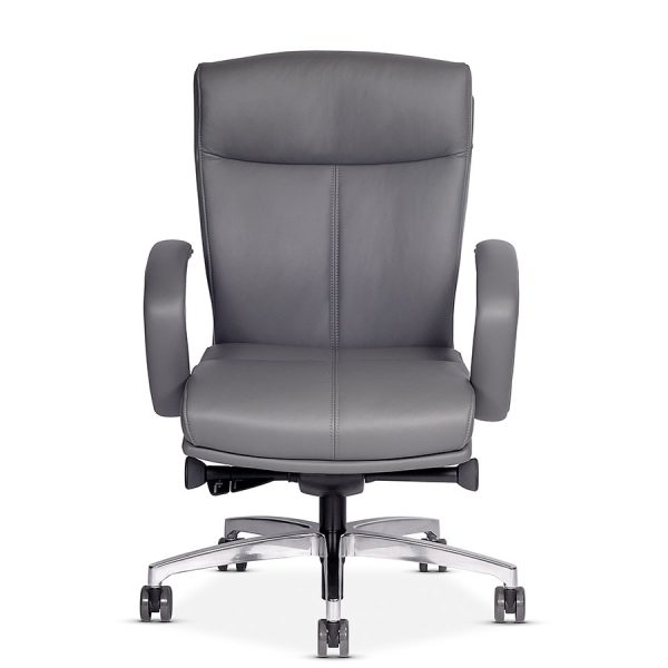 carmel conference seating via seating alan desk 1 features: <ul> <li>backrests: high or mid backs available in split or single shell forms.</li> <li>stitching: unique, tuxedo-style stitching with choice of adding executive diamond stitching to the headrests</li> <li>via seating's comfort foam</li> <li>arms: height adjustable and fixed, executive "c" shape options</li> <li>bases: five-star based available in black nylon, polished aluminum and brushed aluminum finishes</li> <li>jury seating: optional jury base on mid backs featuring height adjustment,  360 degree swivel and no weight return-to-center & return to max height</li> <li>max weight: 350 lb</li> <li>quick ship: 10 chairs produced in a 48 hour period</li> <li>warranty: 12 year warranty including the foam.</li> </ul>