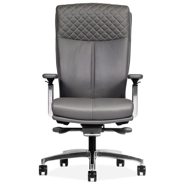 carmel conference seating via seating alan desk 17 features: <ul> <li>backrests: high or mid backs available in split or single shell forms.</li> <li>stitching: unique, tuxedo-style stitching with choice of adding executive diamond stitching to the headrests</li> <li>via seating's comfort foam</li> <li>arms: height adjustable and fixed, executive "c" shape options</li> <li>bases: five-star based available in black nylon, polished aluminum and brushed aluminum finishes</li> <li>jury seating: optional jury base on mid backs featuring height adjustment,  360 degree swivel and no weight return-to-center & return to max height</li> <li>max weight: 350 lb</li> <li>quick ship: 10 chairs produced in a 48 hour period</li> <li>warranty: 12 year warranty including the foam.</li> </ul>
