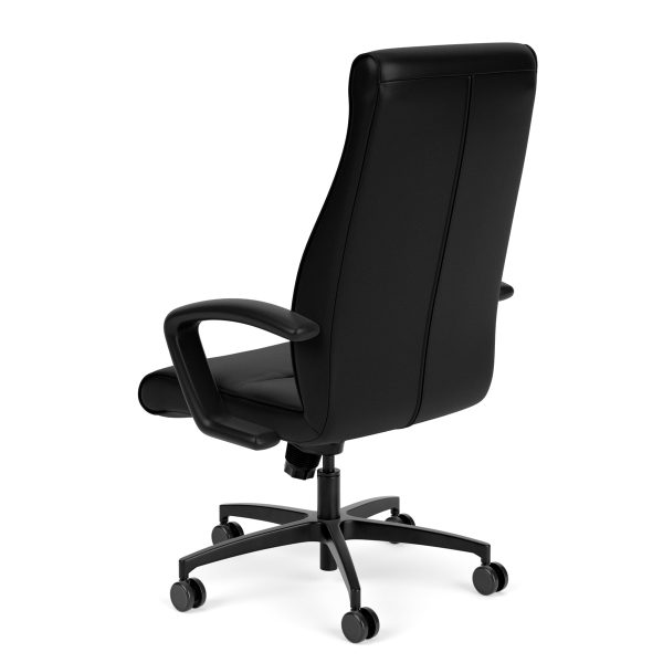 dyce executive chair in black leather back view