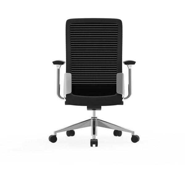 eon conference chair cherryman alan desk 3   <ul> <li><strong>frame:</strong> available in black frame with matching black mesh and arm pads or white frame with gray mesh and arm pads.</li> <li><strong>base:</strong> polished cast aluminum 5 star base.</li> <li><strong>mechanism:</strong> advanced synchro-tilt with seat slider adjustment (2”)</li> <li><strong>tilt:</strong> full-back 3 locking positions & tension adjustment.</li> <li><strong>height adjustment:</strong> pneumatic seat height adjustment (4”).</li> <li><strong>arms:</strong> diecast aluminum stationary arms - can be assembled with or without arms</li> <li><strong>seat:</strong> 3” thick polyurethane contoured seat.</li> <li><strong>durability:</strong> textile durability for seat and back mesh, 100,000 doublerubs. passes cal technical bulletin117-2013.</li> <li><strong>certification:</strong> ansi/bifma x5.1 general purpose office chair certified. recycling content: 40% post-consumer (pc) & 18% preconsumer (pi) aggregate recycled content.</li> <li><strong>warranty:</strong> limited lifetime warranty.</li> </ul>