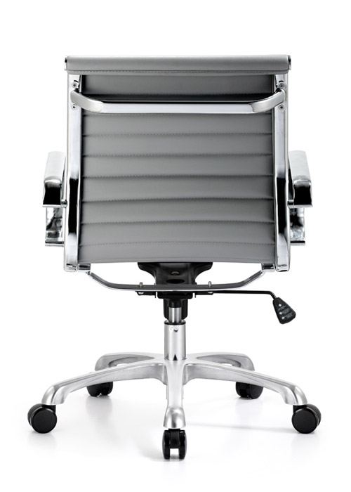 classic mid back conference chair woodstock alan desk 8 <ul> <li>eco leather seating surfaces</li> <li>available in black, off-white, and gray</li> <li>high polished triple plated chrome frame</li> <li>hand polished aluminum base</li> <li>oversized 60mm casters</li> <li>adjustable tilt tension</li> <li>tilt lock</li> <li>pneumatic gas height adjustment</li> <li>generous dimensions</li> <li>rated for 250 pounds</li> <li>available as a high back version.</li> </ul>
