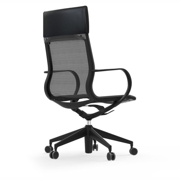curva hi back nylon chair idesk alan desk 1 the curva high back nylon chair by idesk has a sophisticated european design that will bring the conference room to life. this conference chair features a glass reinforced nylon frame and a durable mesh seat and back. the headrest features monza graphite black leather. this conference chair is also ergonomically designed, allowing you to sit for longer periods of time with no discomfort thanks to its shape that forms a natural lumbar support. with a weight capacity of 250 lbs., and limited lifetime warranty, consider this chair to be part of your conference room.