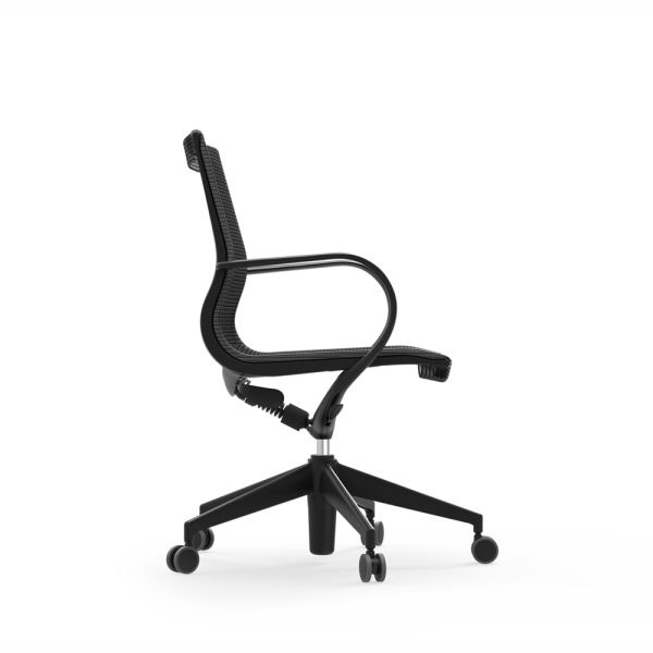 curva mid back nylon chair idesk alan desk 5 curva was designed in milan for conference, executive, lounge and hi-task categories. the structure is available in two visually distinctive materials: solid aluminum in brushed titanium finish or glass reinforced nylon in matte finish. arm or armless. the seat is metallic graphite mesh or monza graphite black leather. hi-back head rest in monza black leather. the precision mechanism complements the pure aesthetics.