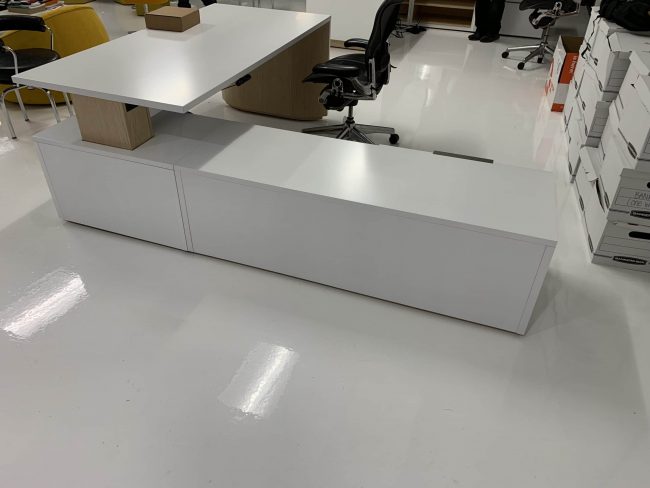 custom ofs impluse l shape desk white