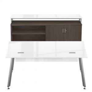 idesk sol collection table snowberry and veneer midnight ash credenza