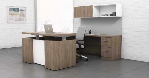 deskmakers ascend collection height adjustable desk u shape configuration