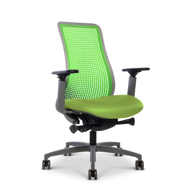via seating genie flex gray frame with green mesh back