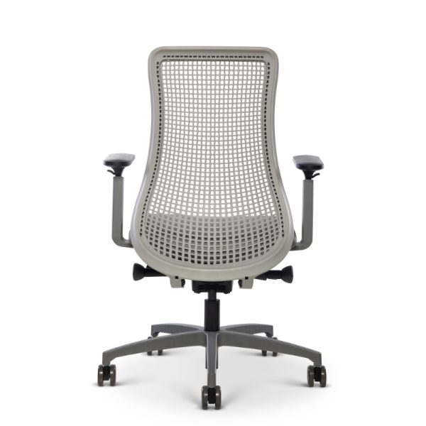 via seating genie flex gray frame with white back and back view