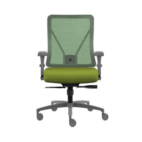 levo office chair with green mesh and green fabric