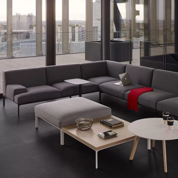 add soft modular sofa la palma 9 softness is possible. and you can imagine an office that accommodates wide and spacious seating. time for meetings or simply more time, as at home. in the name of relaxation, the add soft seating system adds depth and opens up to the most successful art of combinations. with its embracing dimensions, the legs of the frame are reduced in height to make space for comfortable cushions. the tabletops with electric sockets complement the functionality of the sofa. and it is a pity to get up from it. a family of products including poufs and occasional tables.