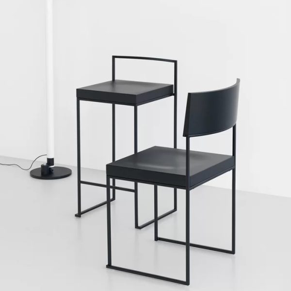cubacubo stool la palma 6 <p>the combination of a narrow line and a square has led to a rigorously attractive system of chairs and stools. a system of extraordinary minimalism, thanks to a shaped seat and the sinuous curve of the backrest.</p>