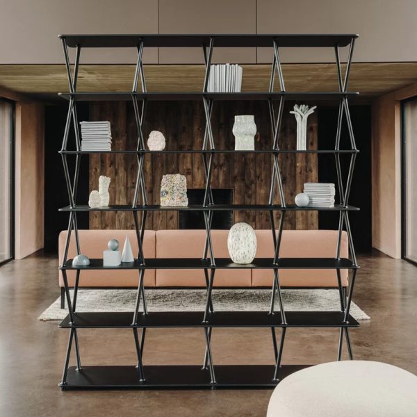 jazz bookcase la palma 14 <h2>the bookcase that gives rhythm to contemporary space</h2> <div class="waz74vvyjcqthe_qqvzsk_0" data-enter-item="caption" data-animated="true">miles davis used to say that it was useless playing all the notes when you can play only the best ones. and this idea of economy of sound and ingenious choice of every vibration is the inspiration behind the jazz bookcase, designed by giuseppe bavuso, the new art director at lapalma. a light, linear and yet very powerful harmony, marked by that apparent spontaneity which is a distinctive feature of the most outstanding jazz performances. and just as music develops from a theme, evolving into variations, this bookcase stems from a deep base, of different lengths, from which supporting elements emerge and which, in turn, interlock with other surfaces and replicate an imaginary stave. a musical score that defines and keeps all contexts fluid, jazz, from the office to the home. the only note that lapalma never leaves to improvisation is the sustainability of each project. this bookcase, consisting of die-cast aluminium uprights, wood agglomerate shelves and concealed steel joints, is also completely recyclable. the future holds a good rhythm.</div>