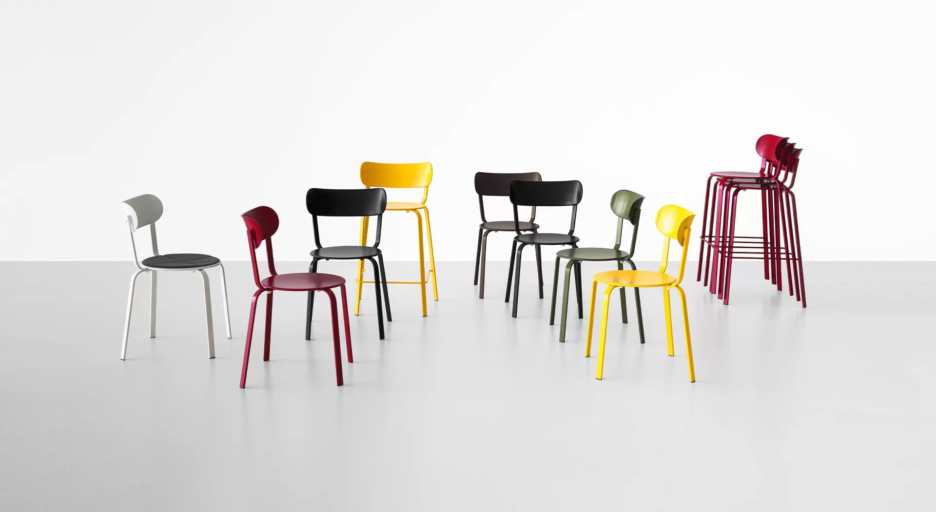 la palma stil metal stacking chairs by patrick norguet - image shows the stil chair in different colors