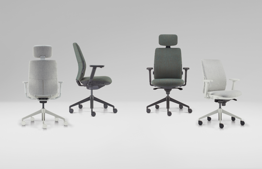 picture shows different innate task chairs with and without the headrest and different views