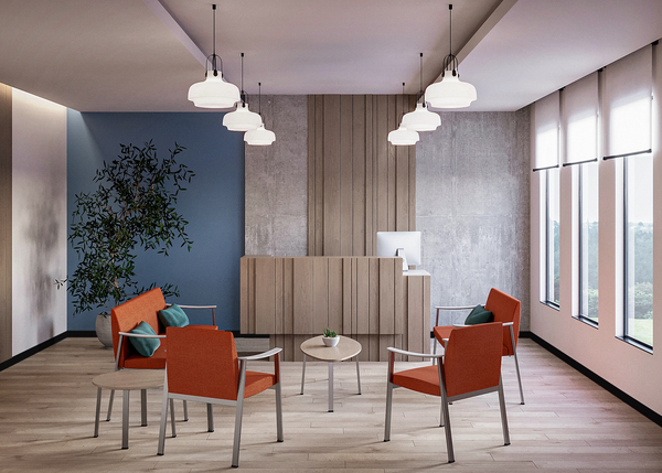 ruhe insituation waitingroom ma 1 <p><strong>features:</strong></p> <ul> <li>rühe features 3 frame finishes and 7 arm cap colors over 3 materials: polyurethane, solid maple and corian.</li> <li>durable lightweight 14g steel frame in silver, matte smoke and matte bronze.</li> <li>molded foam for seat and back features a soft cleanout.</li> <li>arms designed for easy ingress and egress.</li> <li>curvature of the arm provides a natural cradle to support the user's arm.</li> </ul>