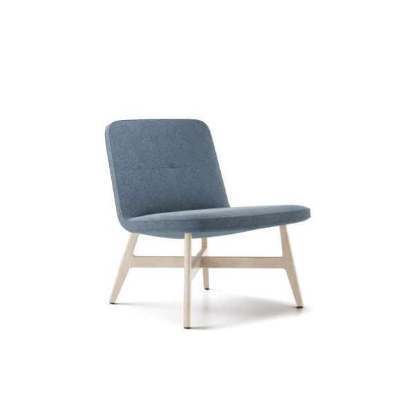 swav 94000 rightfront scaled <p>the swav armless lounge chair is an exploration of minimalism and lightness. the body of the chair is somewhat abstract, balancing on a refined, simple wooden structure. light shines through and under this lounge piece, giving the impression that the seat is gracefully floating above the frame.</p>