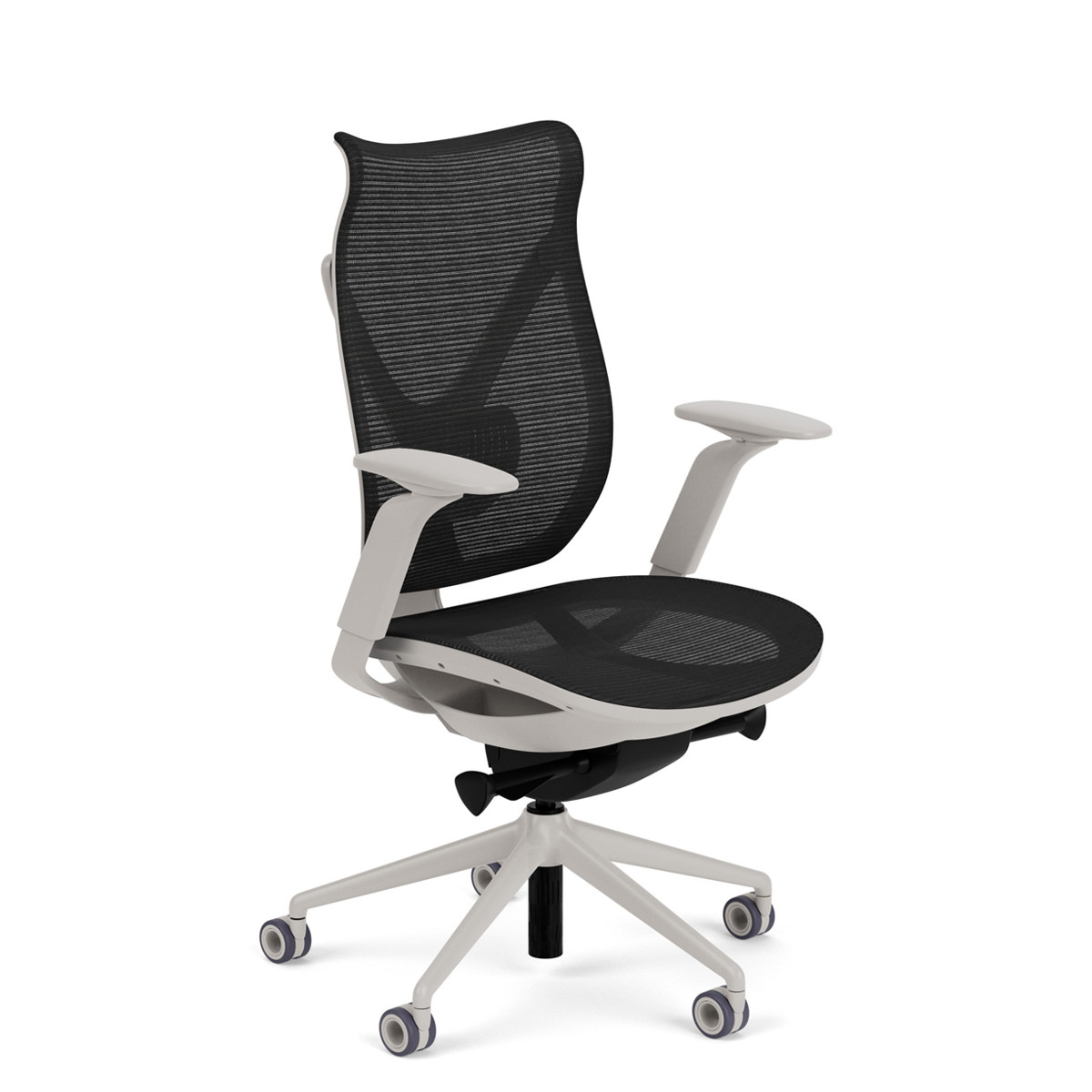 via seating onda task chair with black mesh and light gray frame
