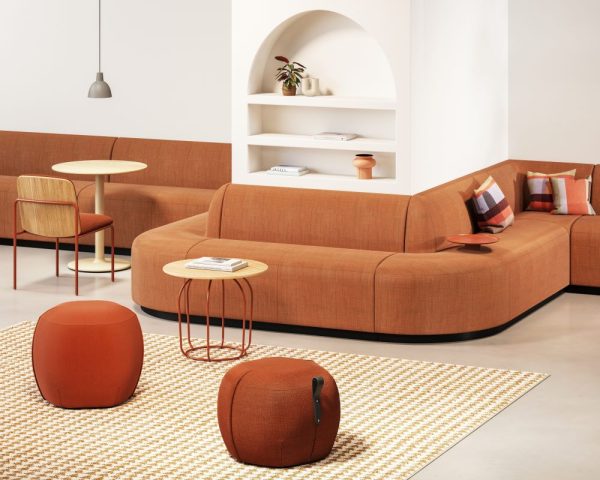 <p>luna is banquette seating specified by the inch, allowing for symmetry and fit in even the most unusually sized spaces. segments range from 25″ to 60″; they can be running or stand alone, ends open or finished with a half-moon-shaped arm. luna’s rounded edges and generous sit ergonomically support the body. designed for seamless integration with still screens, the luna collection, available with a high or low back, also includes a planter and trio of accessory tables.</p>