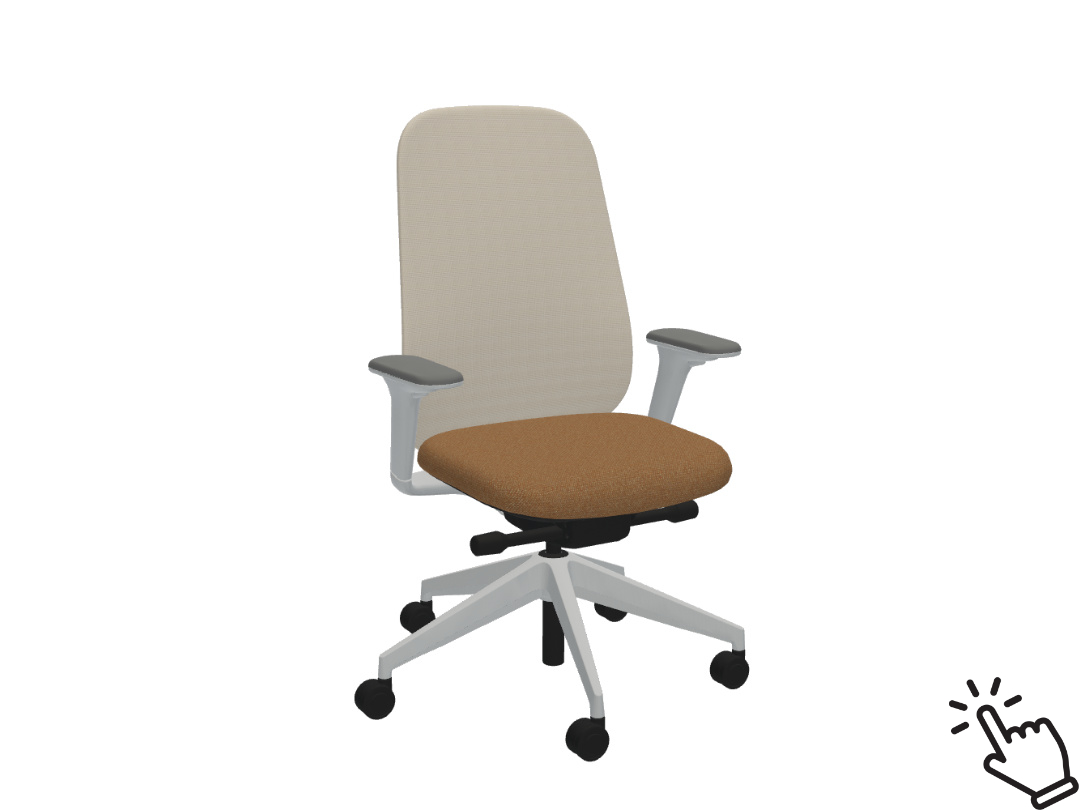 ofs lucia task chair in an off white frame with salmon fabric