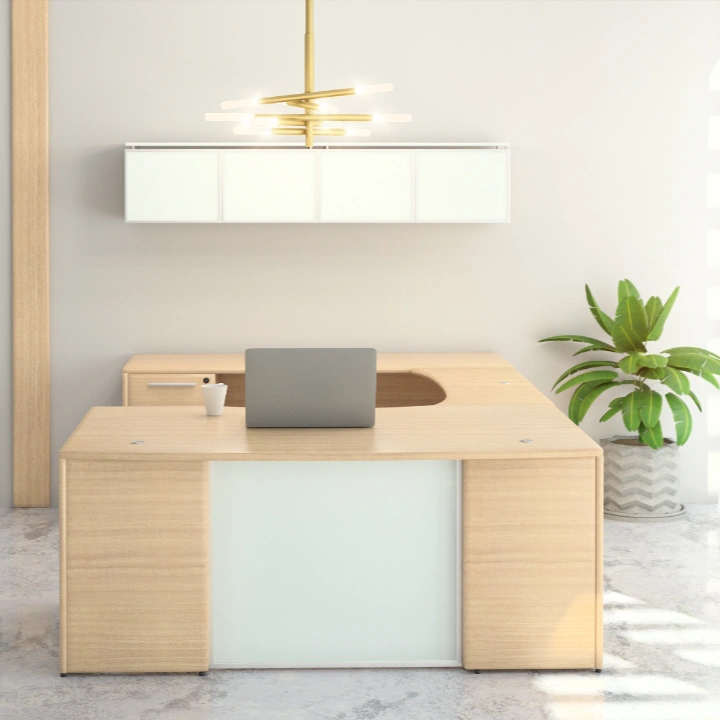 corp design potenza series u shape desk laminate miele color